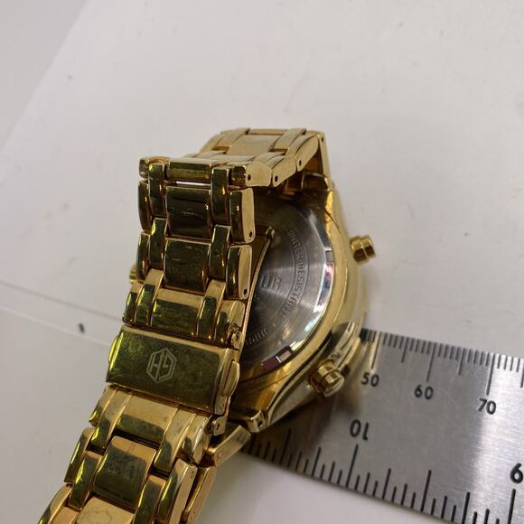 Golden Hour Mens Multifunction Quartz Gold Watch Works New Battery